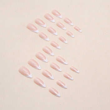 Pink & White - Press On Nail Set Of 24 - Free 24 Pcs Sticker Sheet Included
