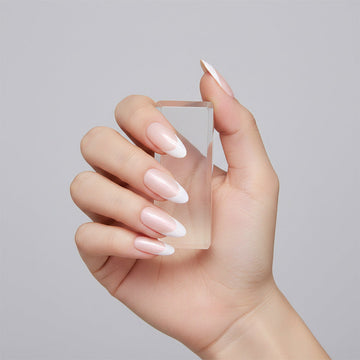 Pink & White - Press On Nail Set Of 24 - Free 24 Pcs Sticker Sheet Included