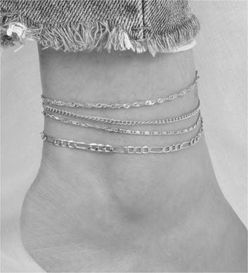 Silver Layer - Anklet Set of 4