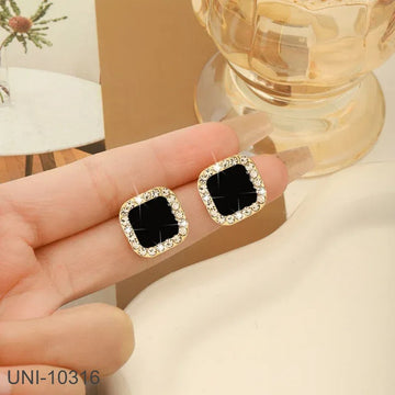 Black Square Sparkle - Earring