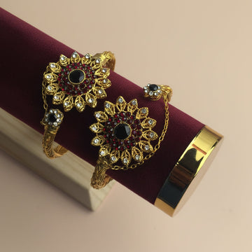 Luxury Diamonds Flower Gold - Bangle Set Of 2 Style 1