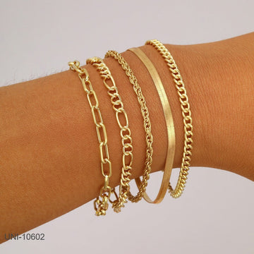 Classy Gold Chain - Bracelet Set of 5