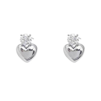 Silvers Heart Diamond - Earring