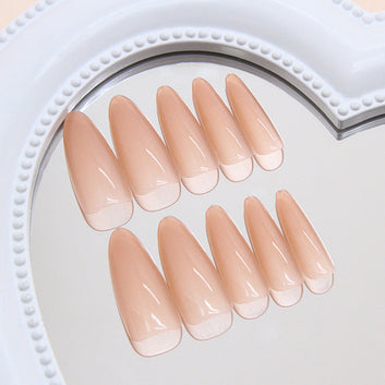 Shiny Peachy - Press On Nail Set Of 24 - Free 24 Pcs Sticker Sheet Included