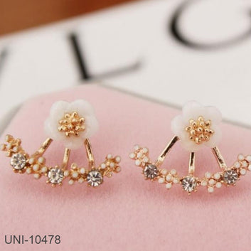 Rose Gold White Flower - Earring