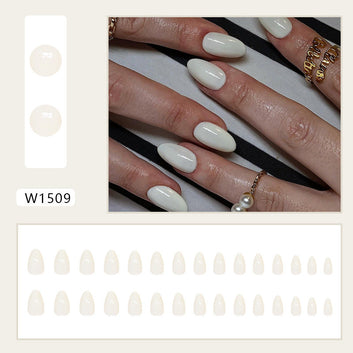 Off White - Press On Nail Set Of 24 - Free 24 Pcs Sticker Sheet Included