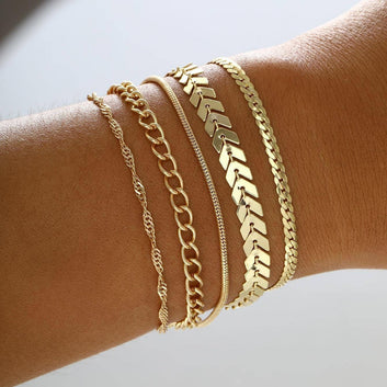 Gold Chain - Bracelet Set of 4