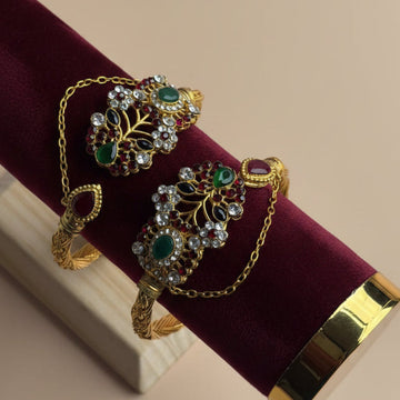 Luxury Multi Diamonds Gold - Bangle Set Of 2 Style 2
