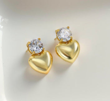 Gold Heart Diamond - Earring