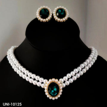 Luxury Diamond & Beaded Pearls Gold - Jewelry Set