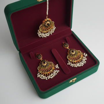 Luxury Pearls & Black Diamonds Gold - Jewelry Set
