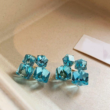 Blue Crystal Diamond - Earring