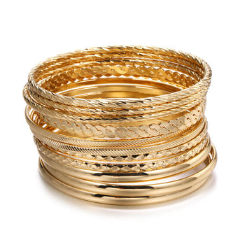 Classy Gold Bangle - Bracelet Set Of 12