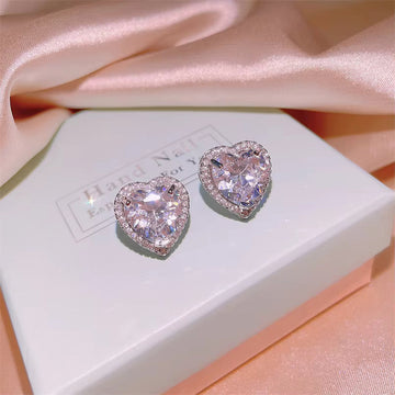 Crystal Heart Diamond Silver - Earring
