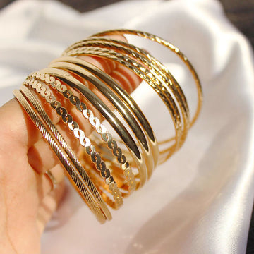 Classy Gold Bangle - Bracelet Set Of 12