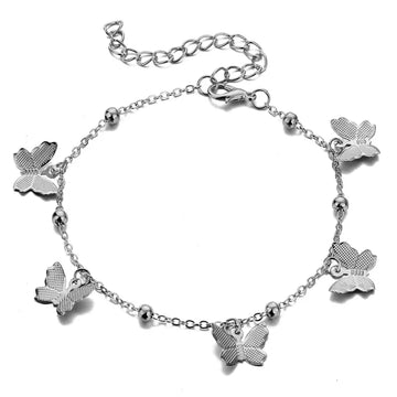 Silver Butterfly Charms - Anklet Style 1