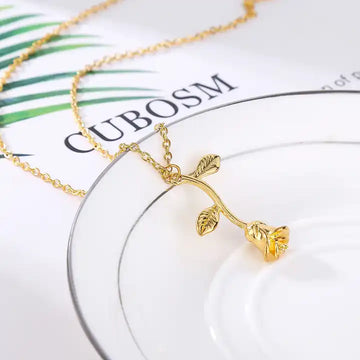 Gold Rose Flower - Necklace
