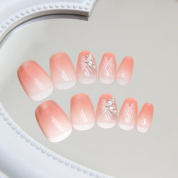 Sparkle Butterfly Pink - Press On Nail Set Of 24 - Free 24 Pcs Sticker Sheet Included