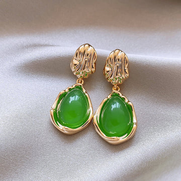 Luxury Green Stone Gold - Earring