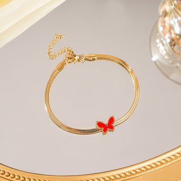 Premium Gold Red Butterfly - Bracelet