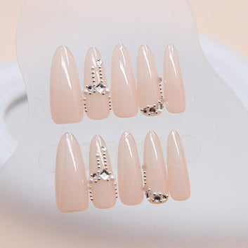 Fancy Long - Press On Nail Set Of 24 - Free 24 Pcs Sticker Sheet Included