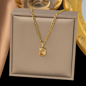 Yellow Diamond Square - Necklace