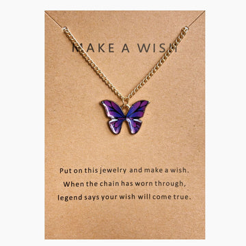 Purple Butterfly Gold - Necklace