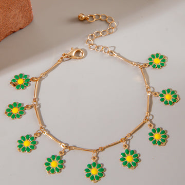 Green Flowers Gold - Bracelet