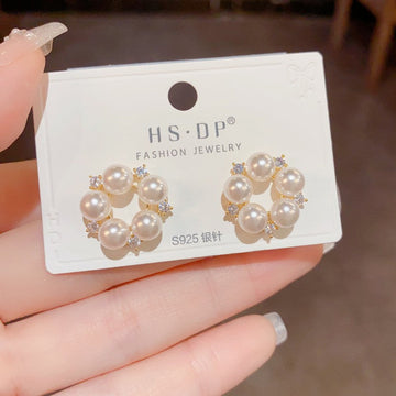 Pearl & Diamonds Circle - Earring