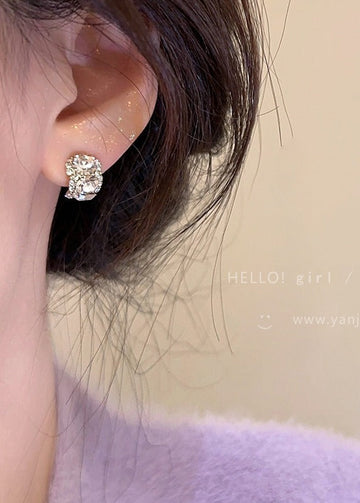 White Crystal Diamond - Earring