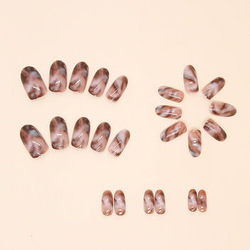 Marbled Mix - Press On Nail Set Of 24 - Free 24 Pcs Sticker Sheet Included