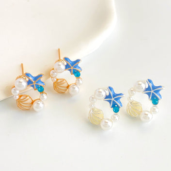 Pearly Shell & Star Fish - Earring Style 2