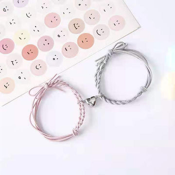 Pink & Grey Magnetic Heart - Bracelet Set