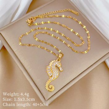 Luxury Gold Sea Horse - Necklace