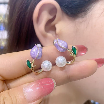 Purple Rosebud - Earring