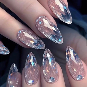 Crystal Diamond - Press On Nail Set Of 24 - Free Nail Kit Included
