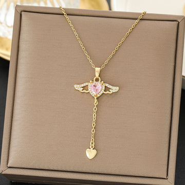 Pink Diamond Heart Gold - Necklace