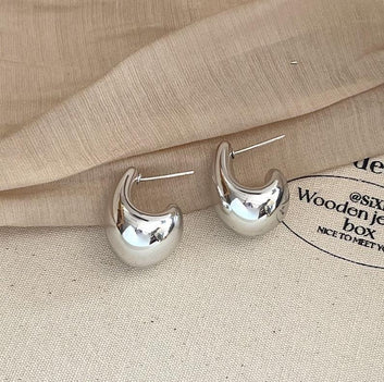 Curved Silver - Earring