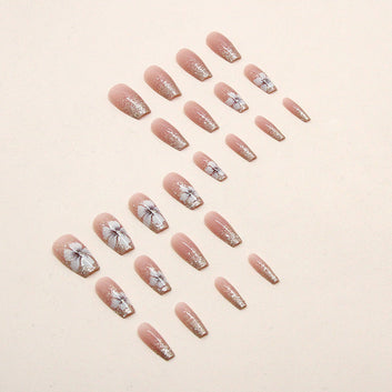 Sakura Flowers Pink - Press On Nail Set Of 24 - Free 24 Pcs Sticker Sheet Included