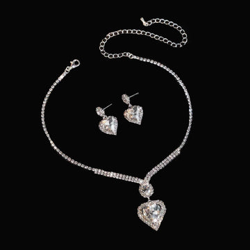 White Heart Diamonds Silver - Jewelry Set