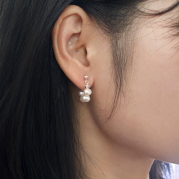 Pearl & Foiled Silver - Earring