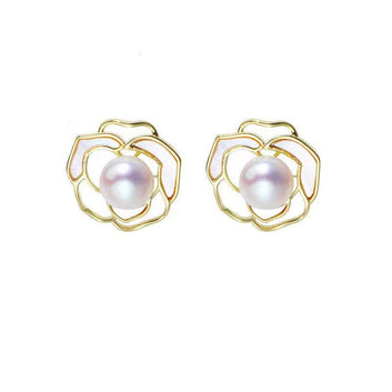 White Flower Gold - Earring