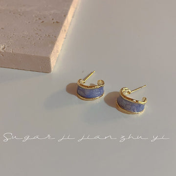 Blue Marbled - Earring