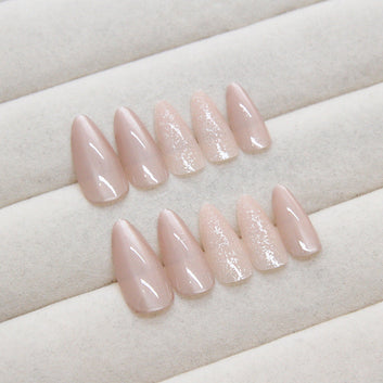 Glittery Shiny - Press On Nail Set Of 24 - Free 24 Pcs Sticker Sheet Included