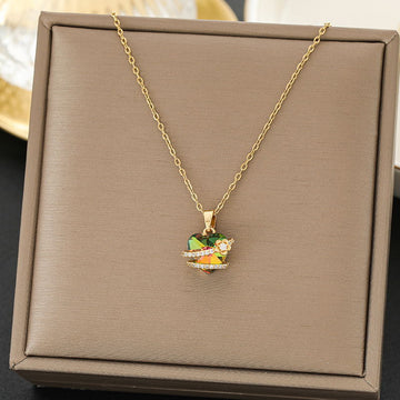 Crystal Multi Heart Diamond Gold - Necklace