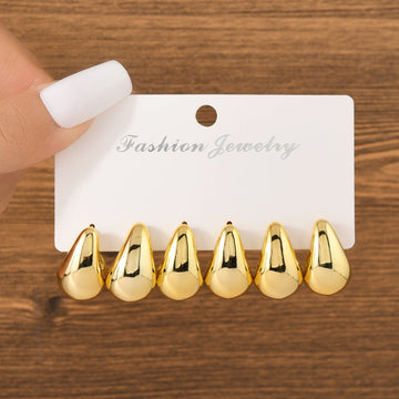 Gold Foil Series Hoop - Earrings Set Style 12