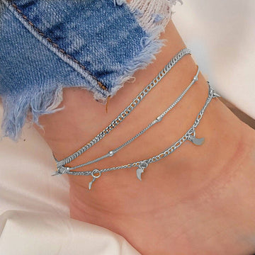 Silver Layer - Anklet Set of 3 - Style 4