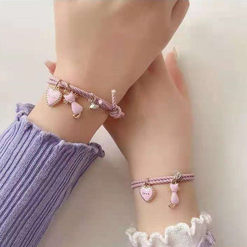 Pink Love Charms Magnetic Heart - Bracelet Set