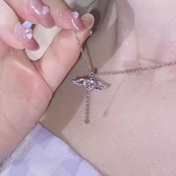 Pink Diamond Heart Silver - Necklace