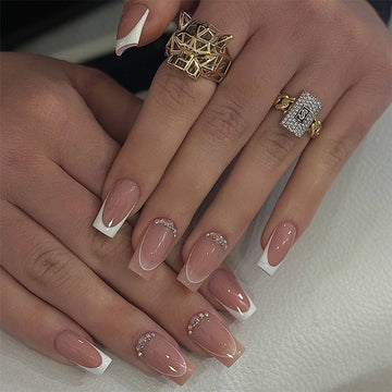Fancy Pink - Press On Nail Set Of 24 - Free Nail Kit Included